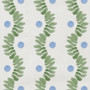 Posy Fabric from Wemyss Wee Prints collection - green striped printed