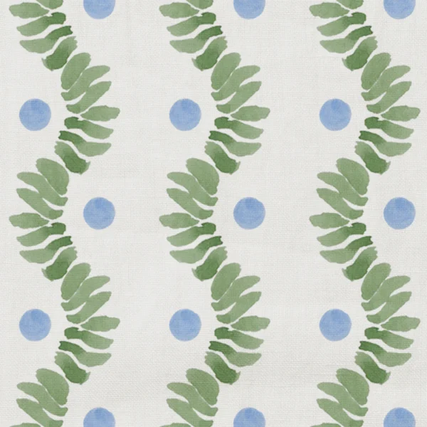 Posy Fabric  from Wemyss Wee Prints collection - green striped printed
