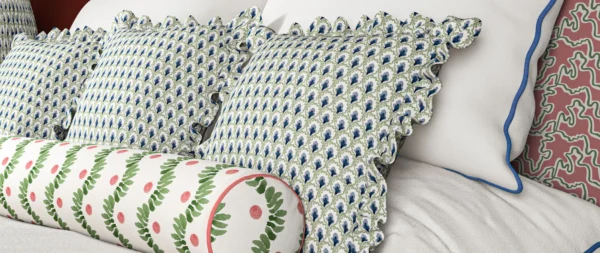 Posy Fabric - 31 Honey Blue by Posy Fabric from Wemyss Wee Prints collection - blue striped printed