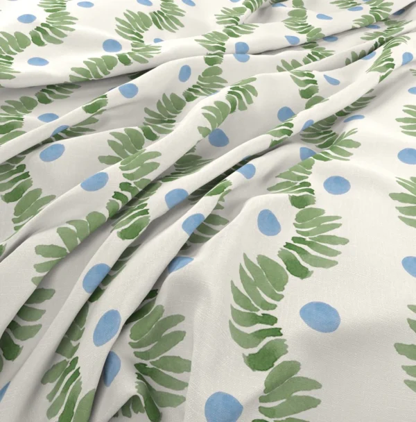Posy Fabric  from Wemyss Wee Prints collection - green striped printed