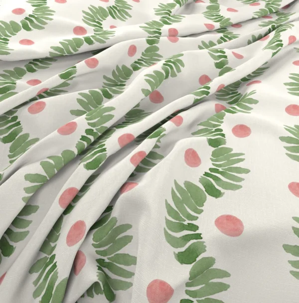 Posy Fabric - 01 Rose Garden by Posy Fabric from Wemyss Wee Prints collection - green striped printed
