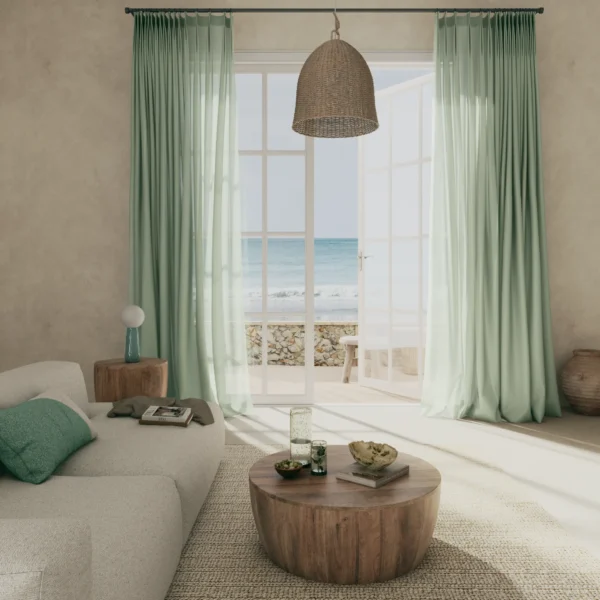 Faye Fabric - Sage by Faye Fabric from Prestigious Textiles Faye collection - green plain woven
