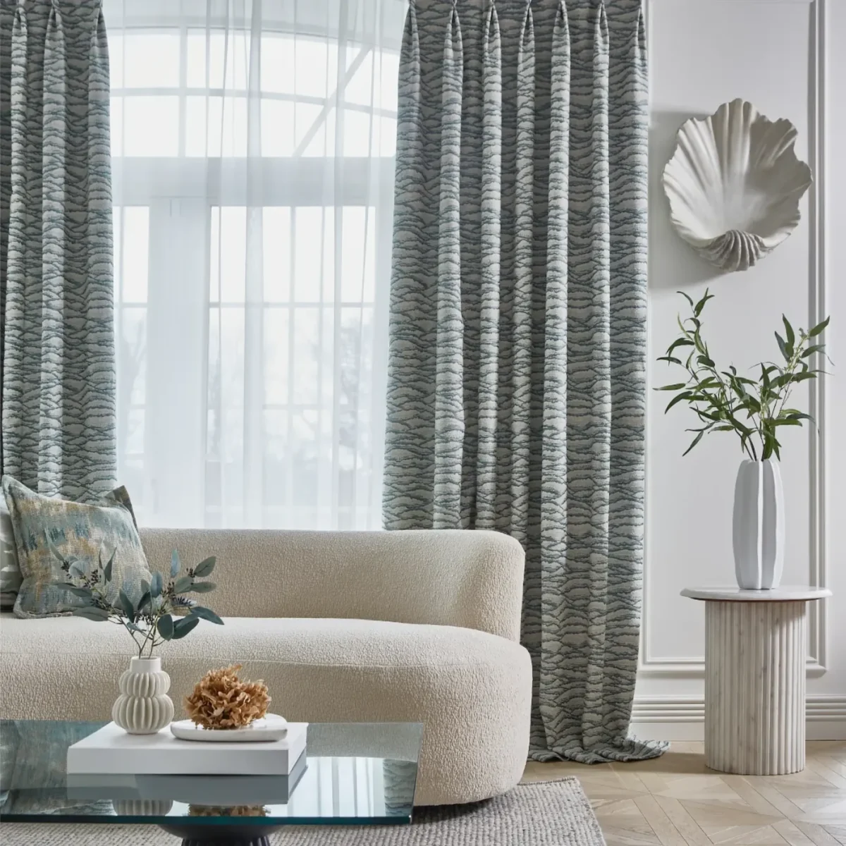 Pinnacle Fabric - Lilypad by Pinnacle Fabric from Prestigious Textiles Skylight collection - black-grey contemporary woven