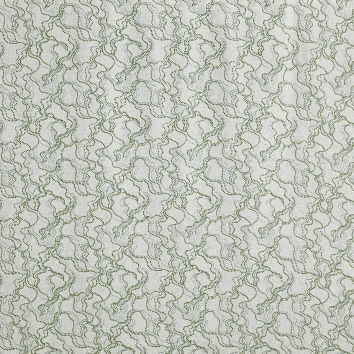 Elodie Fabric - Lilypad by Elodie Fabric from Prestigious Textiles Skylight collection - green contemporary embroideried