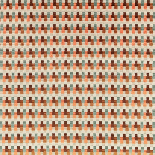 Javi Fabric - Mandarin by Javi Fabric from Romo Zephi collection - orange striped velvet-chenille
