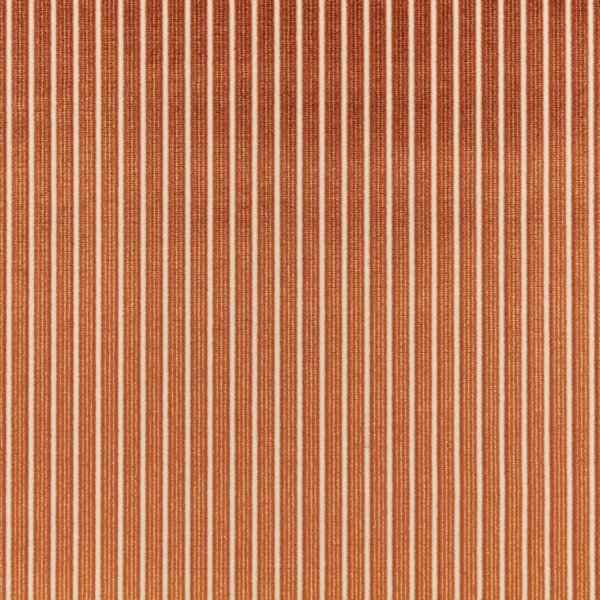 Stria Fabric - Burnt Sienna by Stria Fabric from Romo Zephi collection - orange striped velvet-chenille