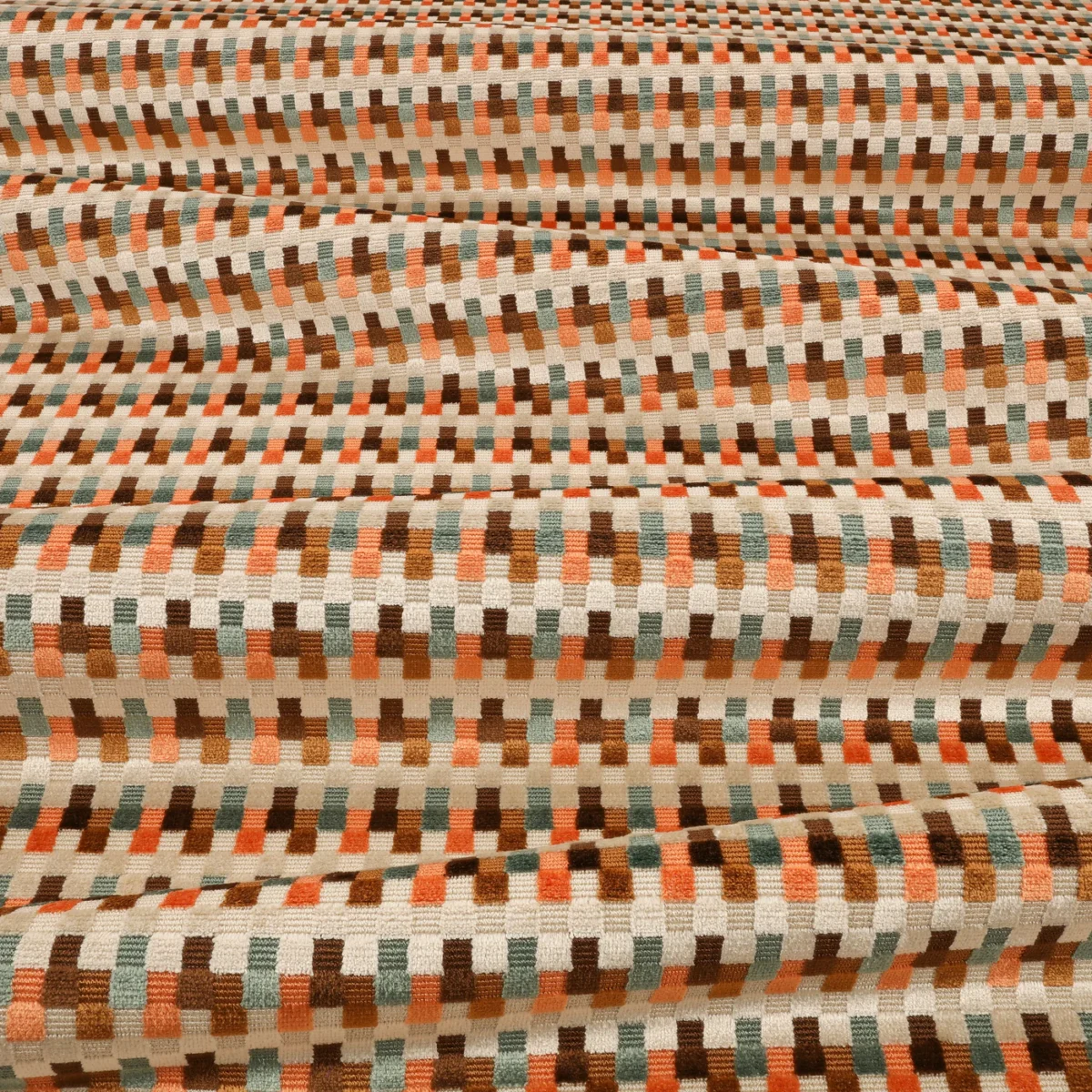 Javi Fabric from Romo Zephi collection - orange striped velvet-chenille