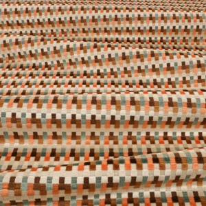 Javi Fabric from Romo Zephi collection - orange striped velvet-chenille