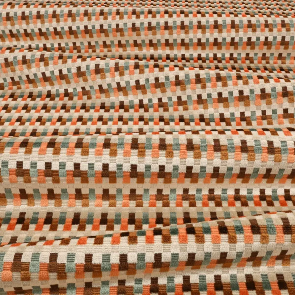 Javi Fabric - Mandarin by Javi Fabric from Romo Zephi collection - orange striped velvet-chenille