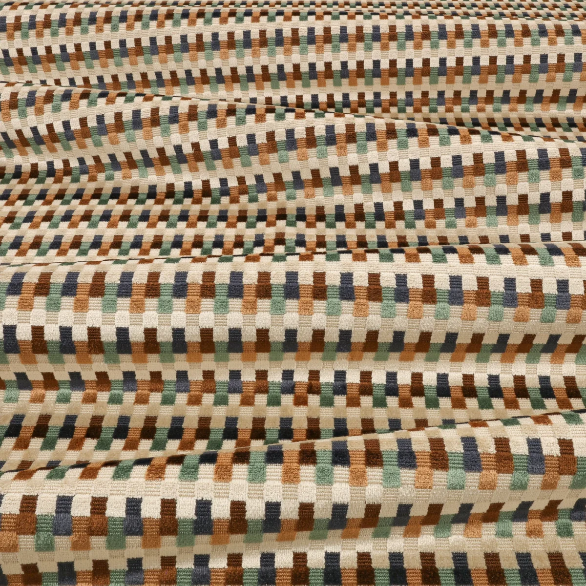 Javi Fabric from Romo Zephi collection - brown striped velvet-chenille