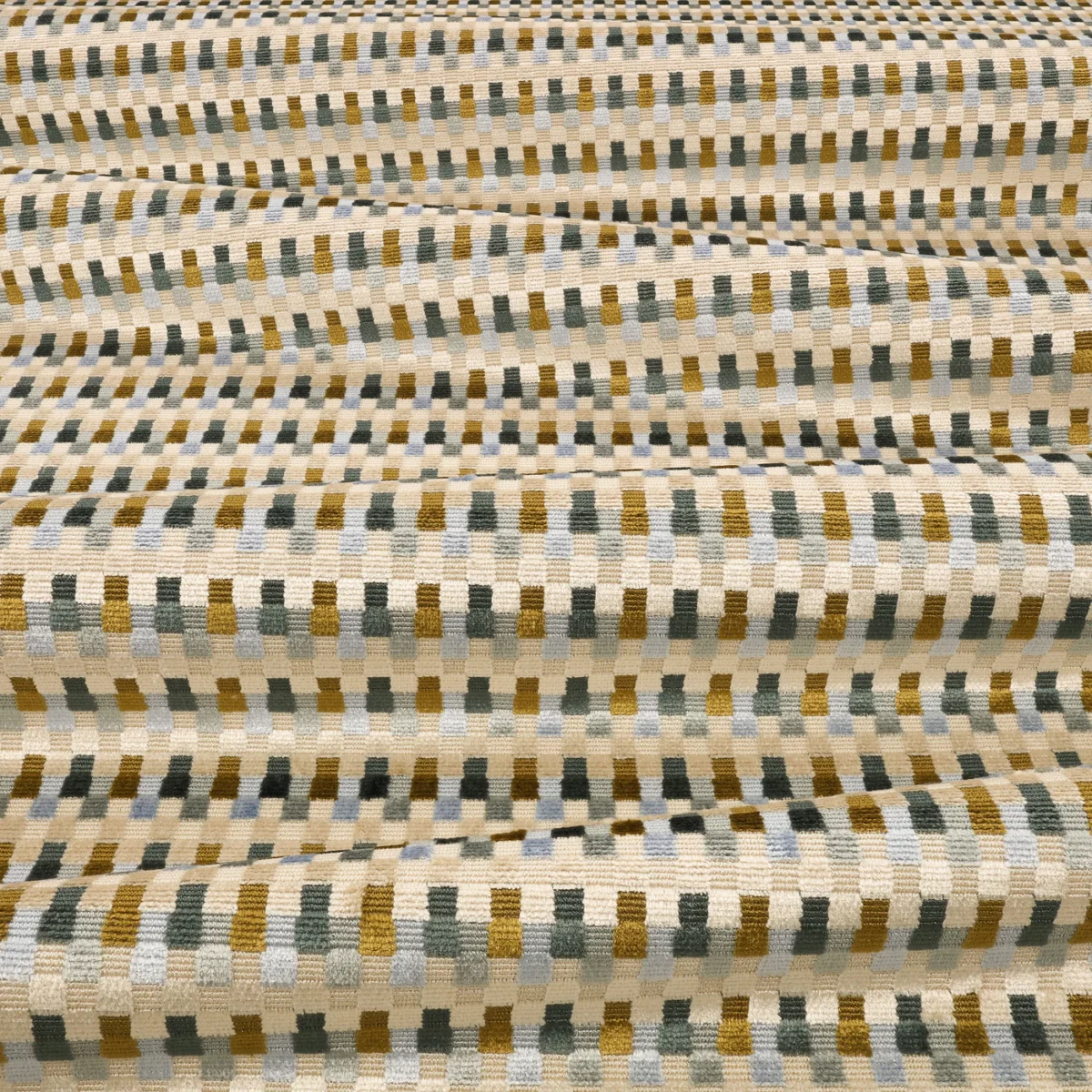 Javi Fabric from Romo Zephi collection - blue striped velvet-chenille