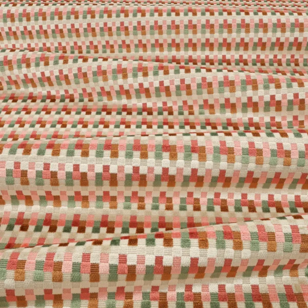 Javi Fabric - Pomelo by Javi Fabric from Romo Zephi collection - pink striped velvet-chenille