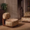 Zephi Fabric from Romo Zephi collection - blue striped velvet-chenille