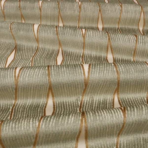 Zephi Fabric - Seaglass by Zephi Fabric from Romo Zephi collection - green striped velvet-chenille