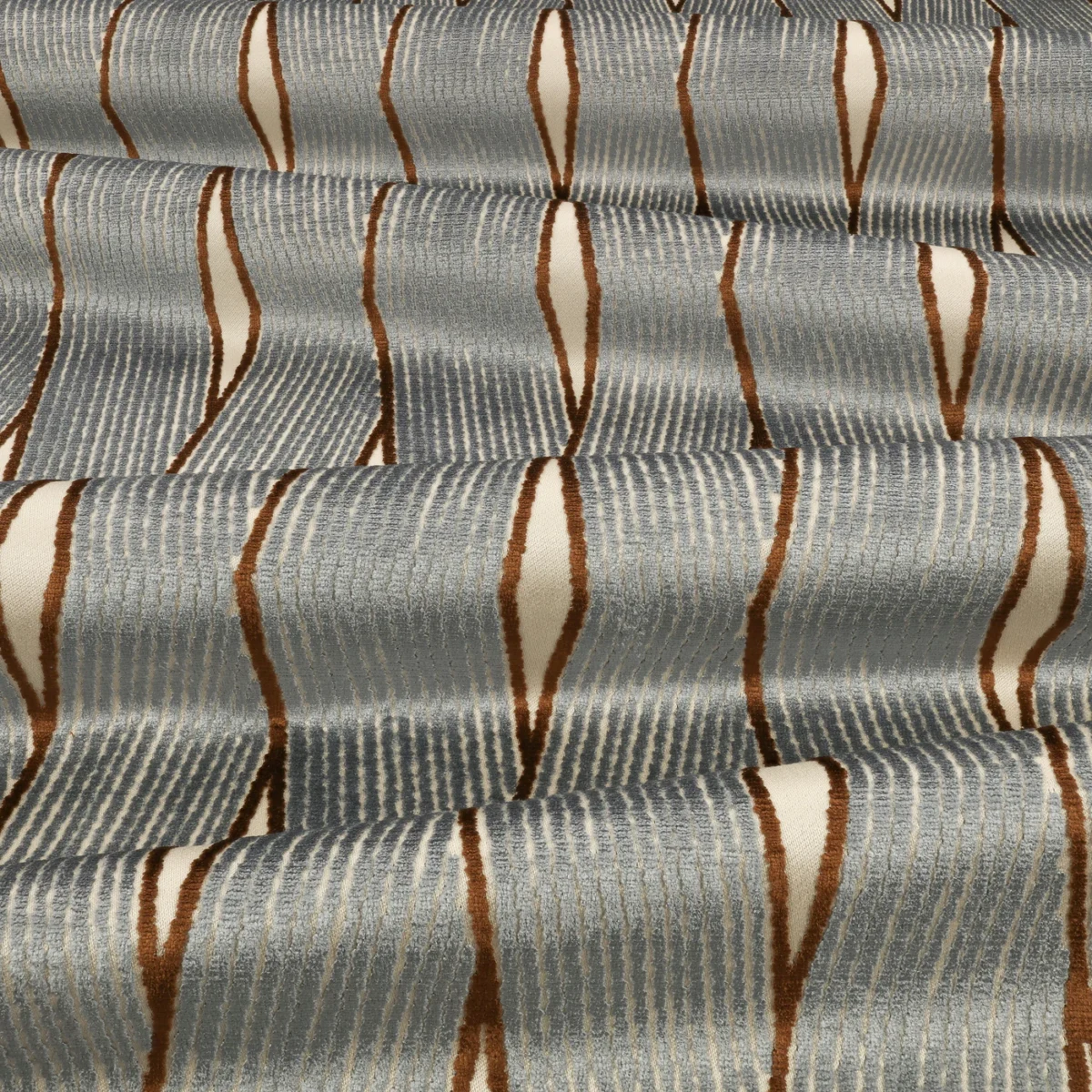 Zephi Fabric from Romo Zephi collection - blue striped velvet-chenille