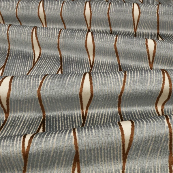 Zephi Fabric - Blueberry by Zephi Fabric from Romo Zephi collection - blue striped velvet-chenille