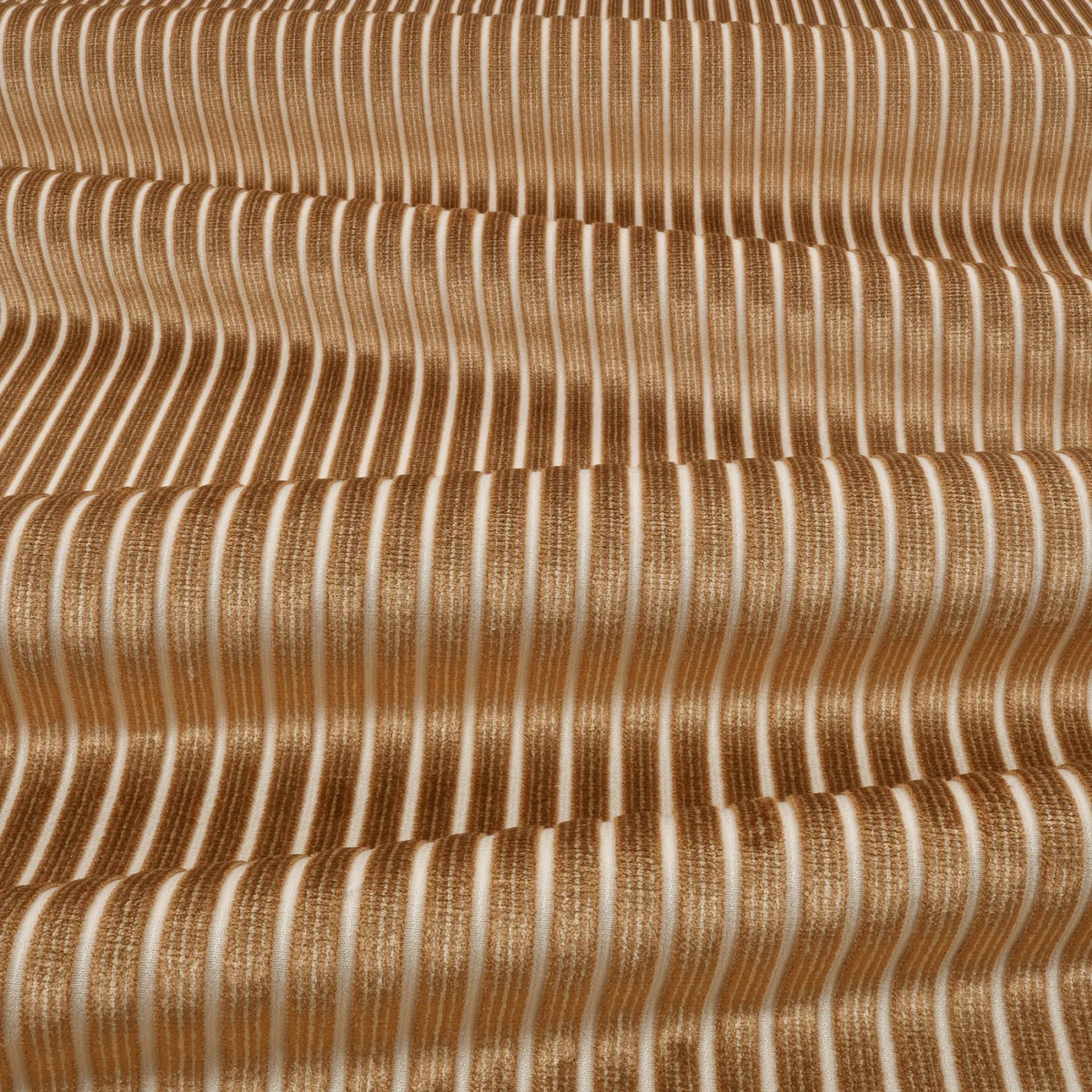 Stria Fabric - Copper by Stria Fabric from Romo Zephi collection - brown striped velvet-chenille