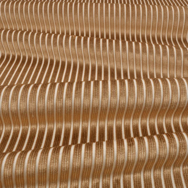 Stria Fabric - Copper by Stria Fabric from Romo Zephi collection - brown striped velvet-chenille