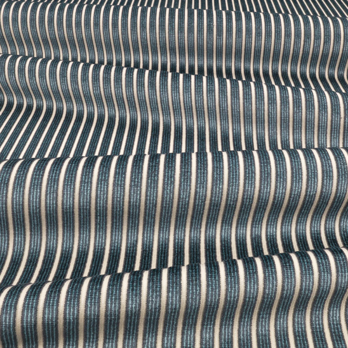 Stria Fabric from Romo Zephi collection - blue striped velvet-chenille