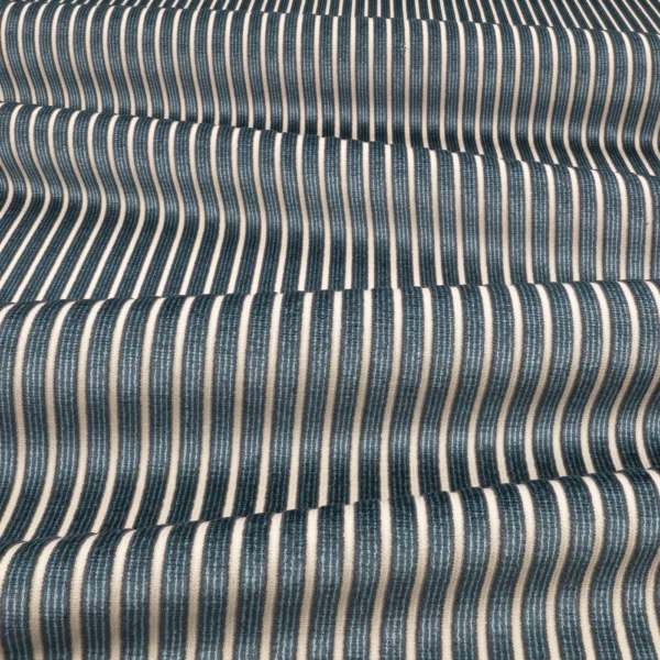 Stria Fabric - Navy by Stria Fabric from Romo Zephi collection - blue striped velvet-chenille