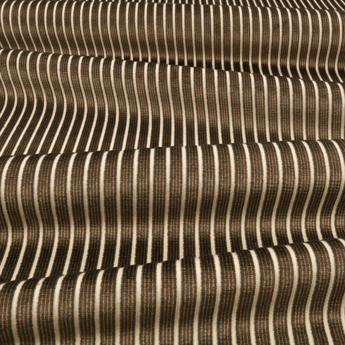 Stria Fabric from Romo Zephi collection - brown striped velvet-chenille