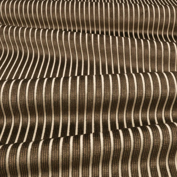Stria Fabric - Espresso by Stria Fabric from Romo Zephi collection - brown striped velvet-chenille