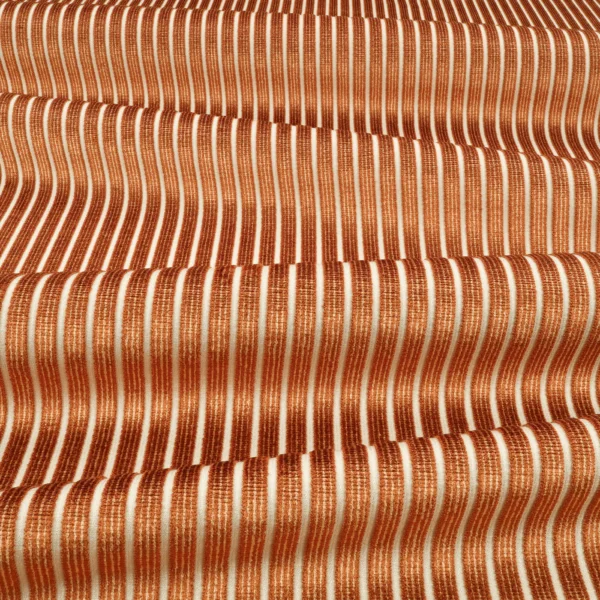 Stria Fabric - Burnt Sienna by Stria Fabric from Romo Zephi collection - orange striped velvet-chenille