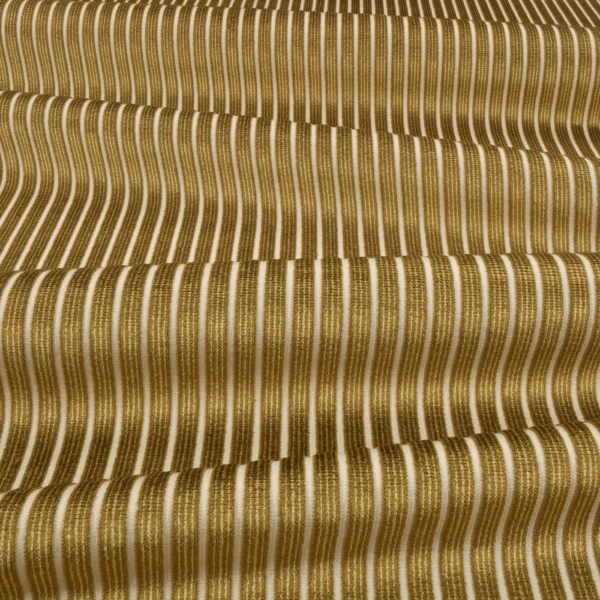 Stria Fabric - Verde by Stria Fabric from Romo Zephi collection - yellow striped velvet-chenille
