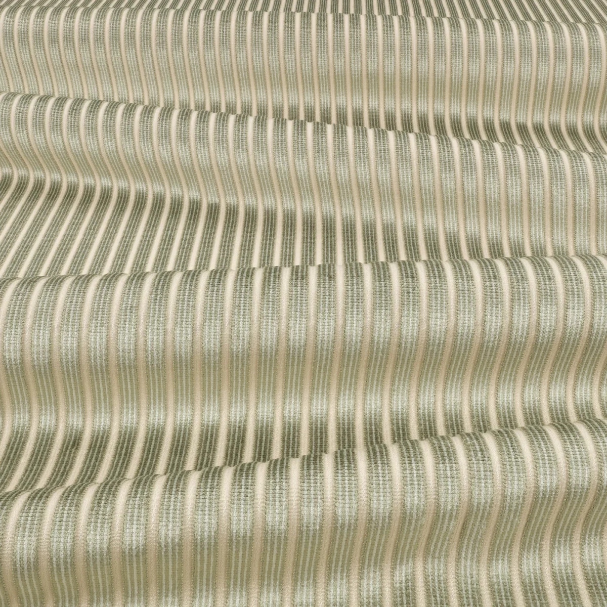Stria Fabric - Seaglass by Stria Fabric from Romo Zephi collection - green striped velvet-chenille