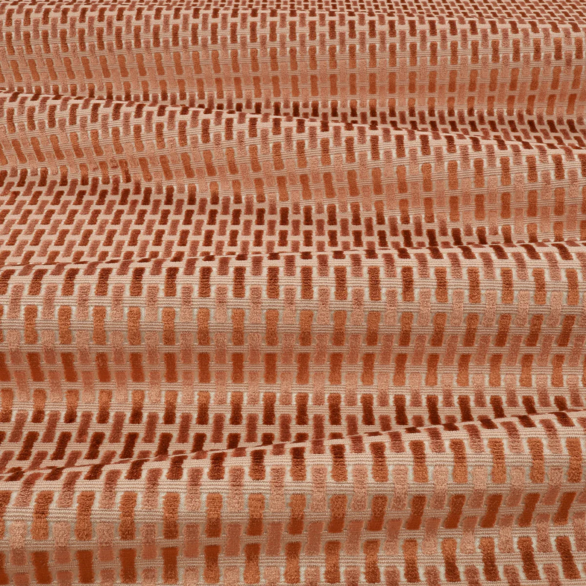 Atiba Fabric - Serandite by Atiba Fabric from Romo Zephi collection - orange striped velvet-chenille