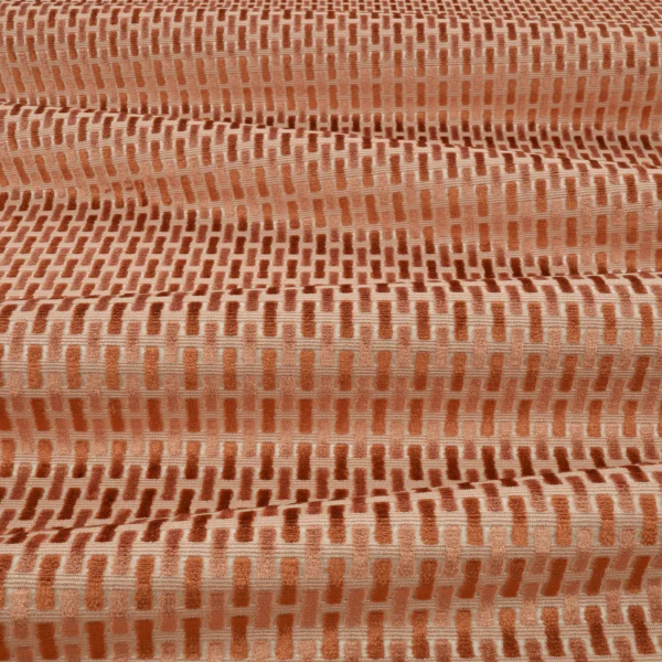Atiba Fabric - Serandite by Atiba Fabric from Romo Zephi collection - orange striped velvet-chenille