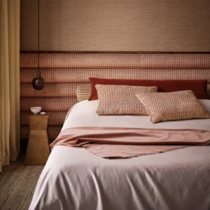 Atiba Fabric from Romo Zephi collection - pink striped velvet-chenille
