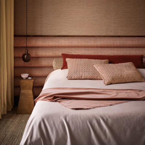 Atiba Fabric from Romo Zephi collection - pink striped velvet-chenille