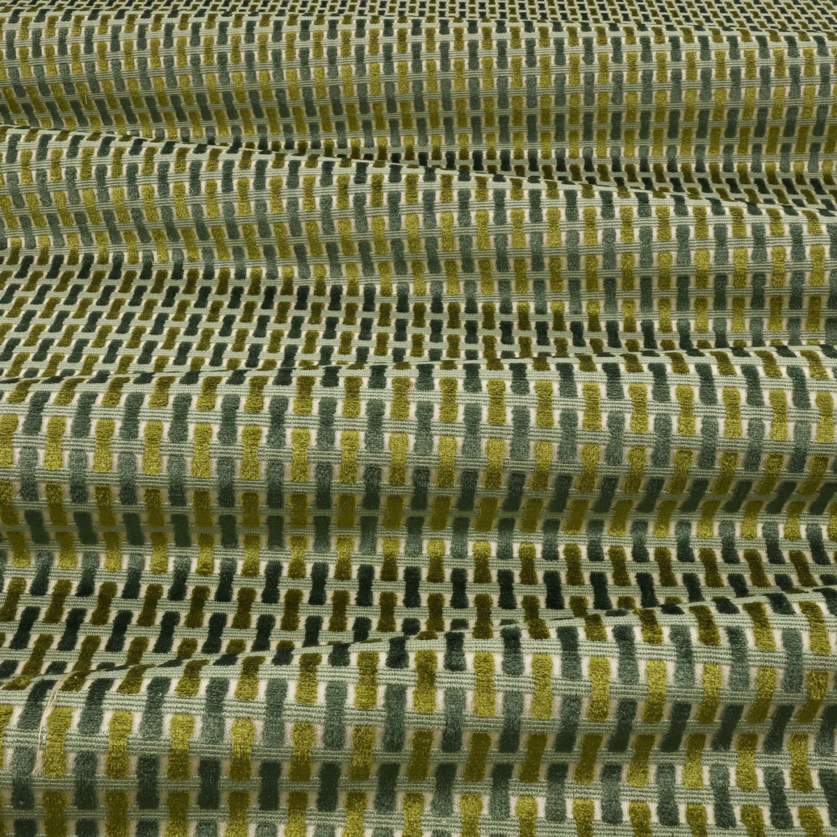 Atiba Fabric - Elm by Atiba Fabric from Romo Zephi collection - green striped velvet-chenille