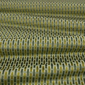 Atiba Fabric from Romo Zephi collection - green striped velvet-chenille