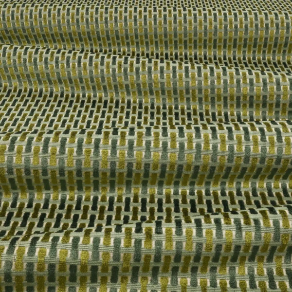 Atiba Fabric - Elm by Atiba Fabric from Romo Zephi collection - green striped velvet-chenille