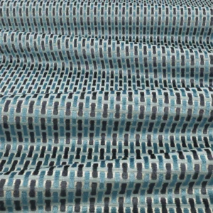 Atiba Fabric from Romo Zephi collection - blue striped velvet-chenille