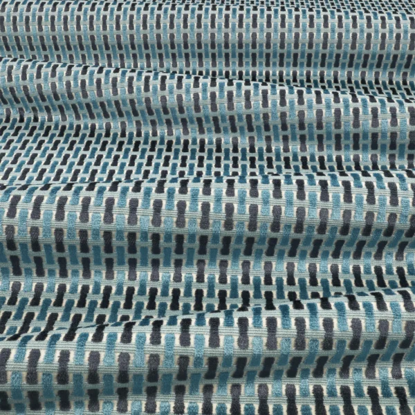 Atiba Fabric - Delft by Atiba Fabric from Romo Zephi collection - blue striped velvet-chenille