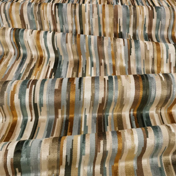 Benito Fabric - Tamarind by Benito Fabric from Romo Zephi collection - brown striped velvet-chenille