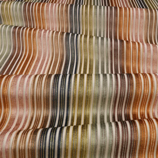 Edu Fabric - Copper by Edu Fabric from Romo Zephi collection - orange striped velvet-chenille