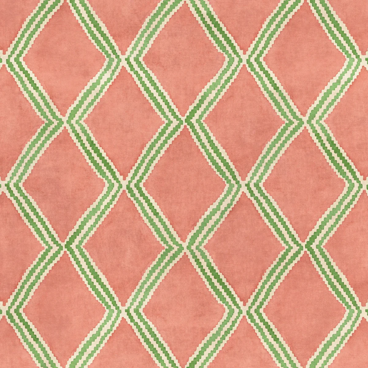 Inca Fabric - Miami Pink by Inca Fabric from Linwood Fabrics Inca collection - pink geometric velvet-chenille