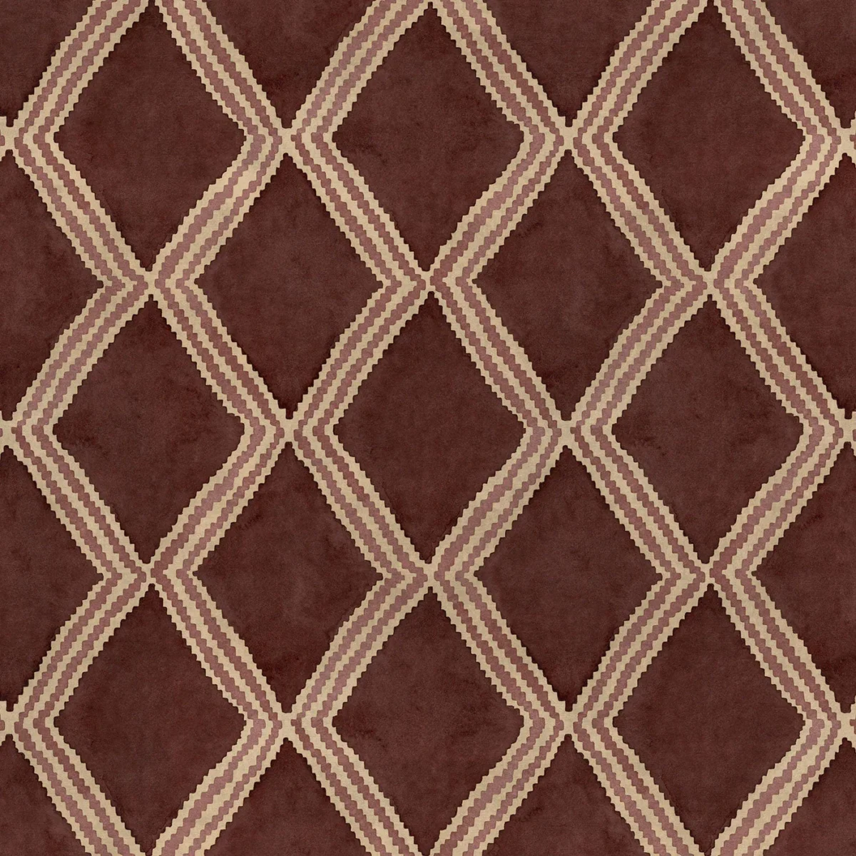 Inca Fabric - Plum Bronze by Inca Fabric from Linwood Fabrics Inca collection - brown geometric velvet-chenille