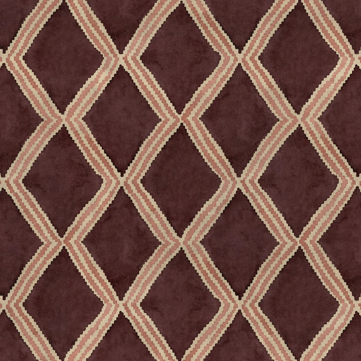 Inca Fabric from Linwood Fabrics Inca collection - purple geometric velvet-chenille