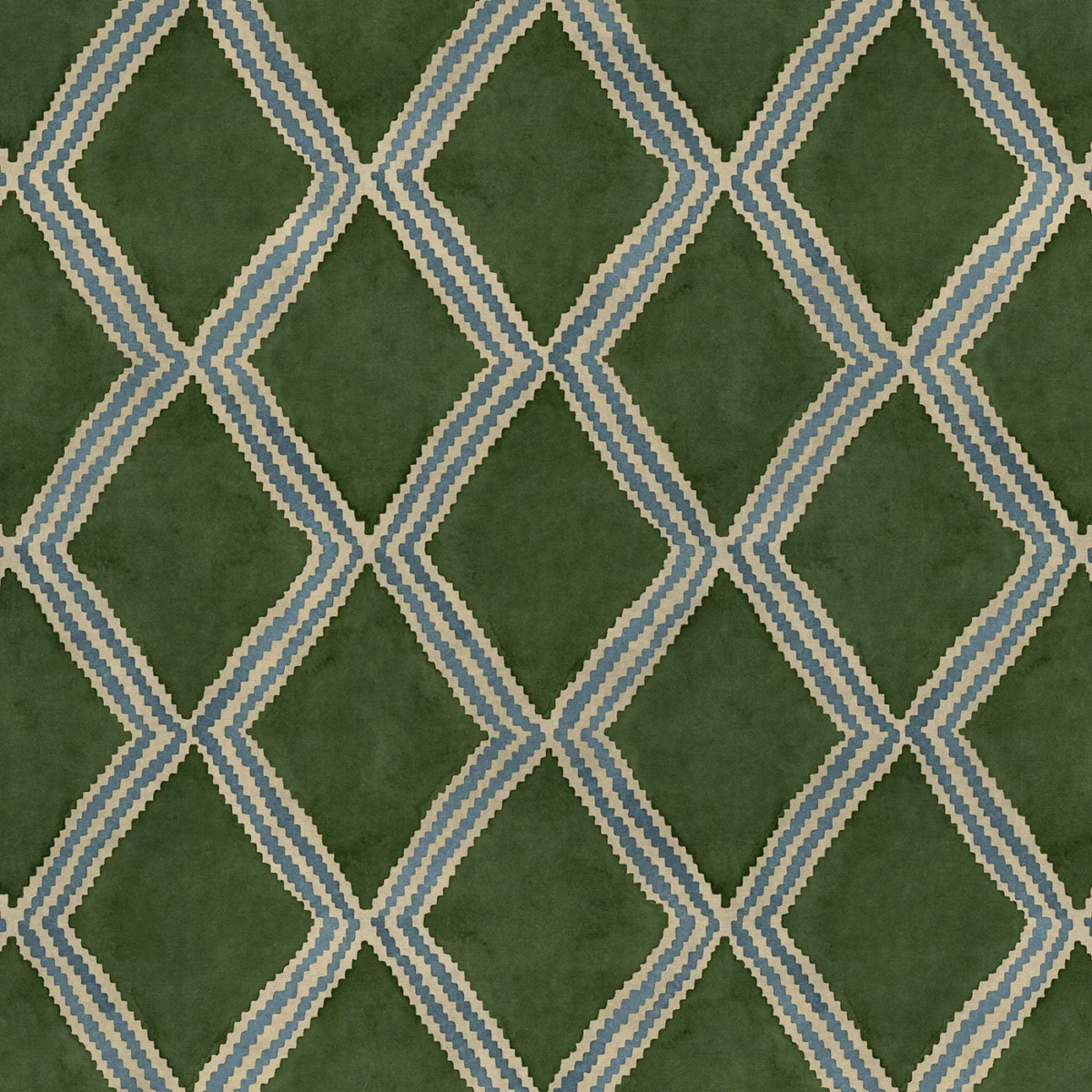Inca Fabric - Fraser Fir by Inca Fabric from Linwood Fabrics Inca collection - green geometric velvet-chenille