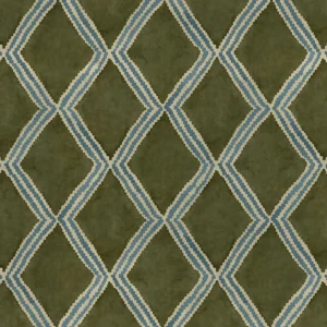 Inca Fabric from Linwood Fabrics Inca collection - green geometric velvet-chenille