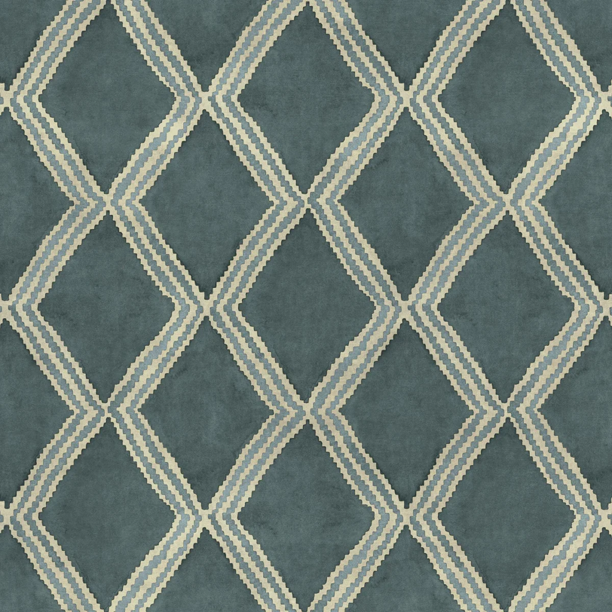 Inca Fabric - Silver Moonlight by Inca Fabric from Linwood Fabrics Inca collection - blue geometric velvet-chenille