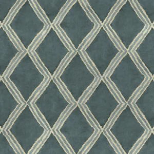 Inca Fabric from Linwood Fabrics Inca collection - blue geometric velvet-chenille