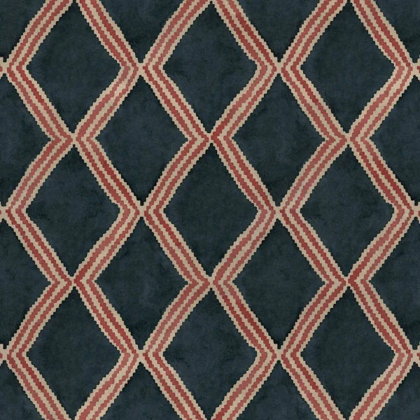 Inca Fabric - Midnight Berry by Inca Fabric from Linwood Fabrics Inca collection - blue geometric velvet-chenille