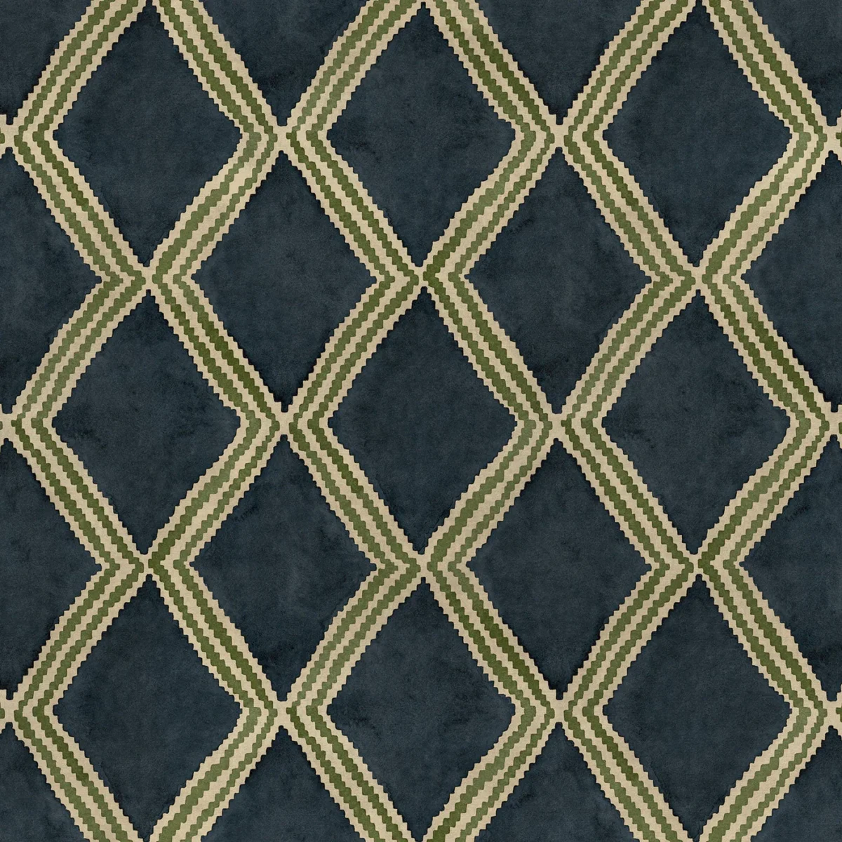Inca Fabric from Linwood Fabrics Inca collection - blue geometric velvet-chenille