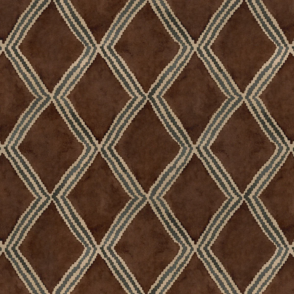 Inca Fabric - Mocha by Inca Fabric from Linwood Fabrics Inca collection - brown geometric velvet-chenille